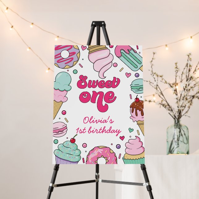 Ice Cream and Cake Sweet One 1st Birthday Foam Board (In Situ (Stand))