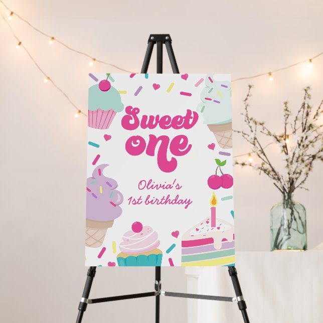 Ice Cream and Cake Sweet One 1st Birthday Foam Board (In Situ (Stand))
