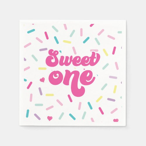 Ice Cream and Cake Sweet One 1st Birthday Napkins