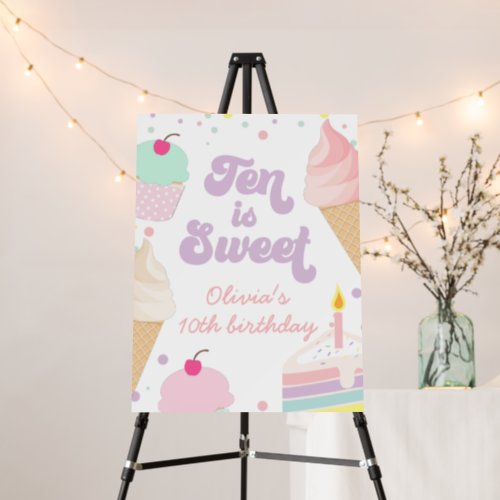 Ice Cream and Cake Ten is Sweet 10th Birthday Foam Board