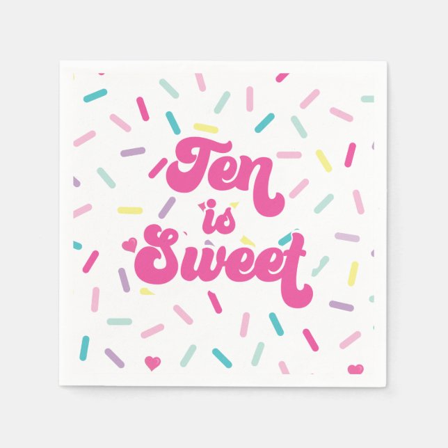 Ice Cream and Cake Ten is Sweet 10th Birthday Napkins (Front)