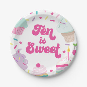 Ice Cream and Cake Ten is Sweet 10th Birthday Paper Plates