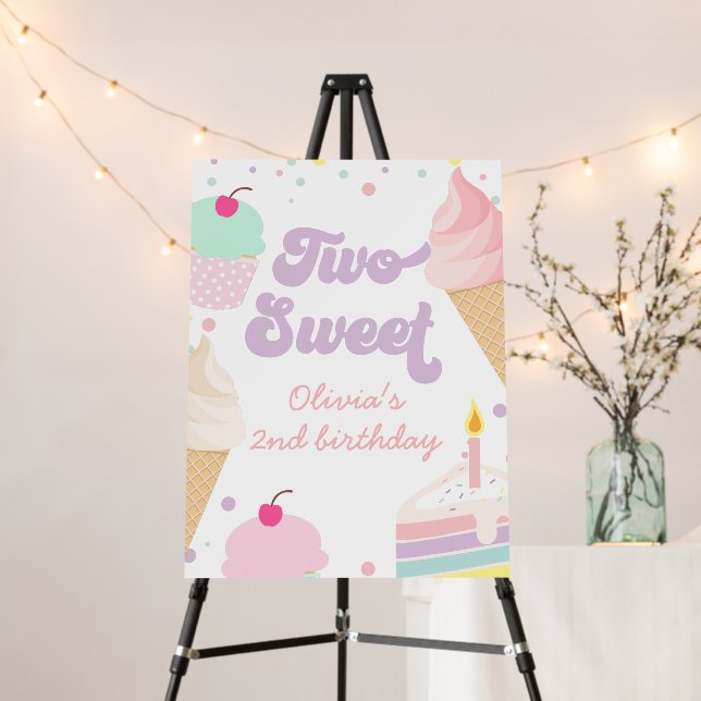 Ice Cream and Cake Two Sweet 2nd Birthday Foam Board (In Situ (Stand))