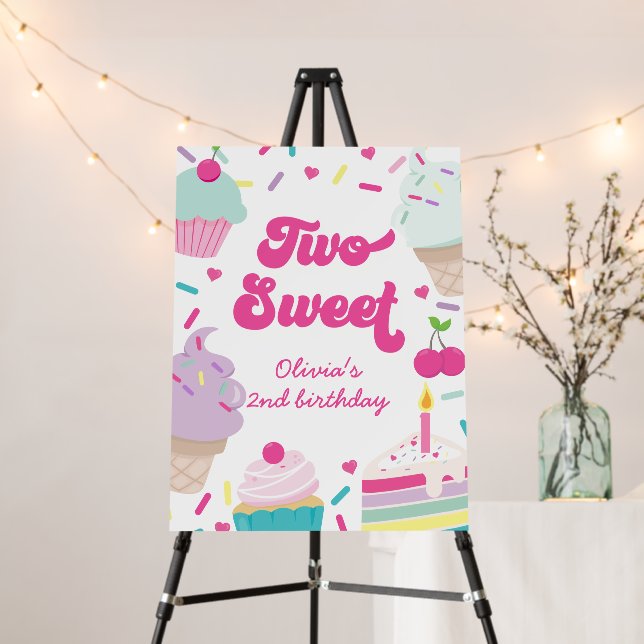 Ice Cream and Cake Two Sweet 2ndBirthday Foam Board (In Situ (Stand))