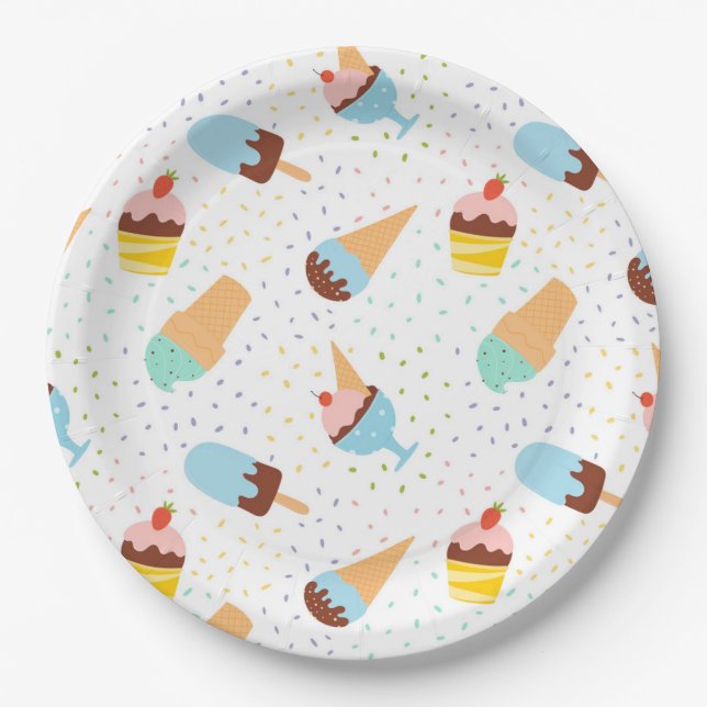 Ice Cream and Confetti  Paper Plates (Front)
