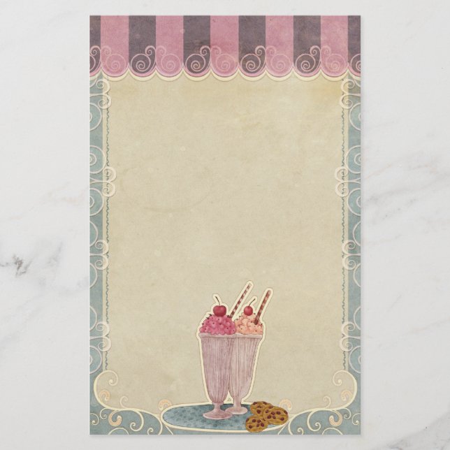 Ice Cream And Cookies Stationery (Front)