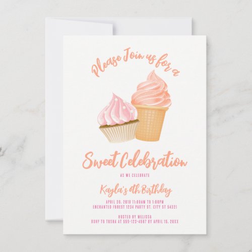 Ice Cream and Cupcake Invitations