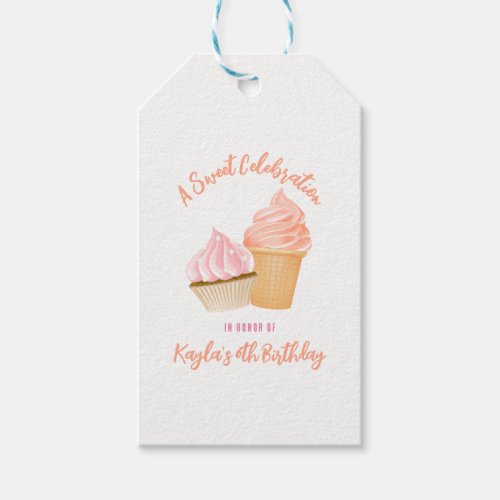 Ice Cream and Cupcake Invitations Gift Tags