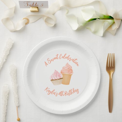 Ice Cream and Cupcake Invitations Paper Plates