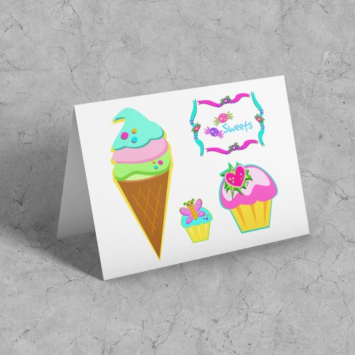 Ice Cream And Cupcakes Thank You Card