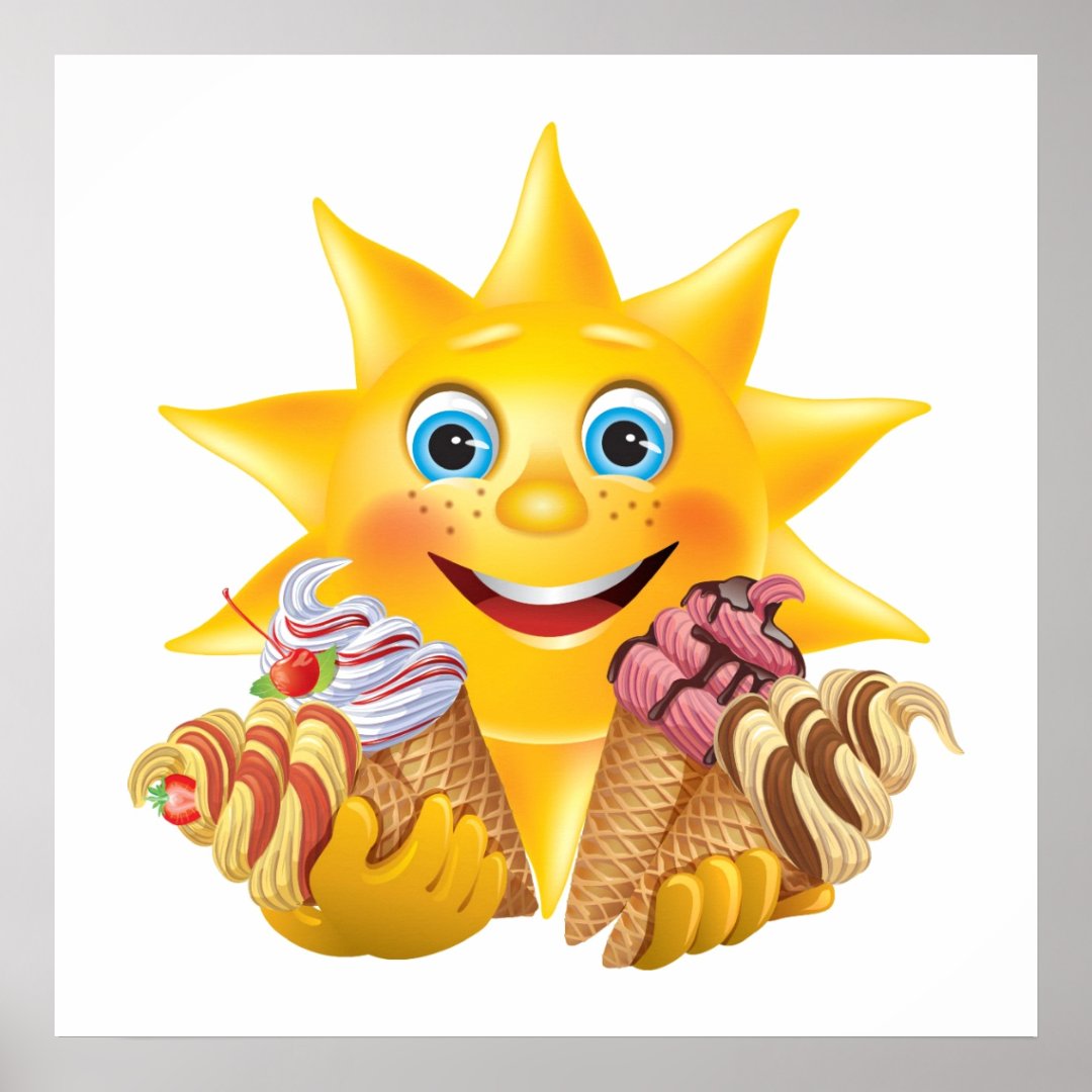 Ice Cream And Happy Sun Srf Poster Zazzle