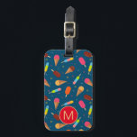 Ice Cream and Lollies Dark Blue Monogram Luggage Tag<br><div class="desc">Colorful ice cream cones and lollies pattern on dark blue luggage tag with optional monogram.</div>