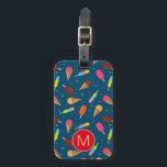Ice Cream and Lollies Dark Blue Monogram Luggage Tag<br><div class="desc">Colorful ice cream cones and lollies pattern on dark blue luggage tag with optional monogram.</div>