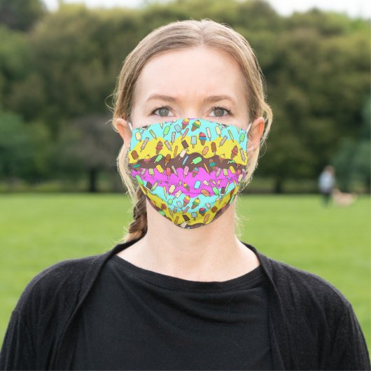 Ice Cream and Popcicles Adult Cloth Face Mask (Outside)