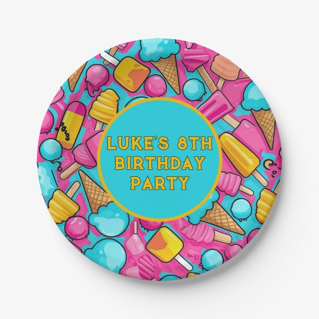 " ICE-CREAM AND POPSICLES PAPER PLATES " (Front)