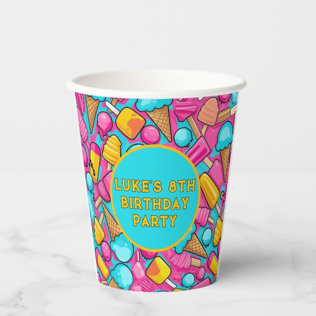 " ICE-CREAM AND POPSICLES PAPER PLATES " CUPS (Front)