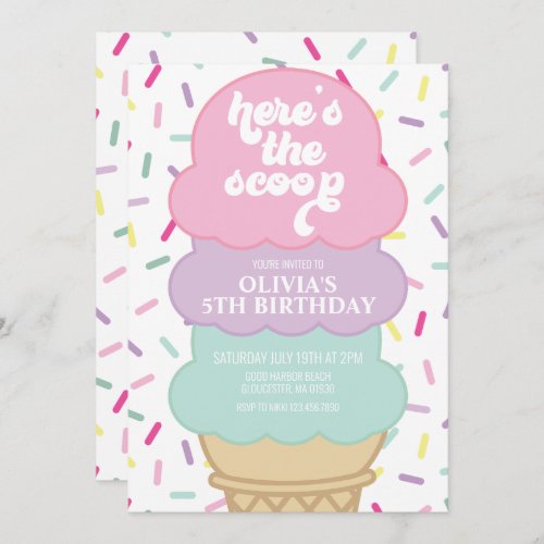 Ice Cream and Sprinkles Birthday Invitation