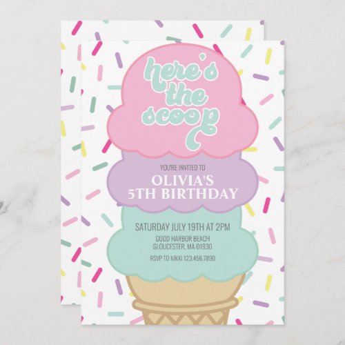 Ice Cream and Sprinkles Birthday Invitation