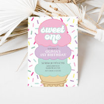 Ice Cream and Sprinkles Sweet One 1st Birthday Invitation