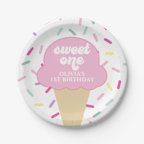 Ice Cream and Sprinkles Sweet One 1st Birthday Pap Paper Plates