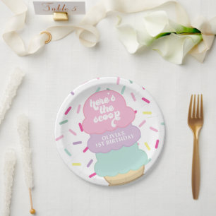 Ice Cream and Sprinkles Sweet One 1st Birthday Paper Plates