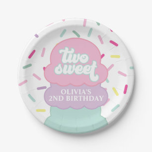 Ice Cream and Sprinkles Two Sweet 2nd Birthday Paper Plates