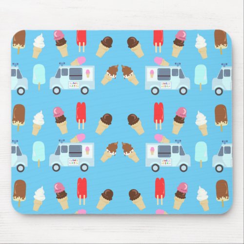 Ice Cream and Truck Pattern Mouse Pad