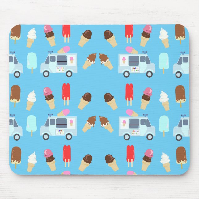 Ice Cream and Truck Pattern Mouse Pad (Front)