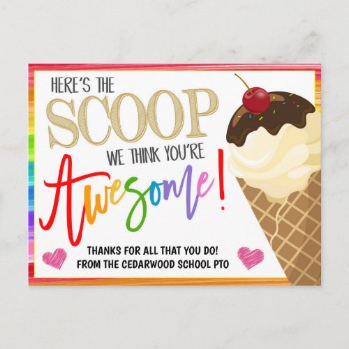 ice cream appreciation thank you card