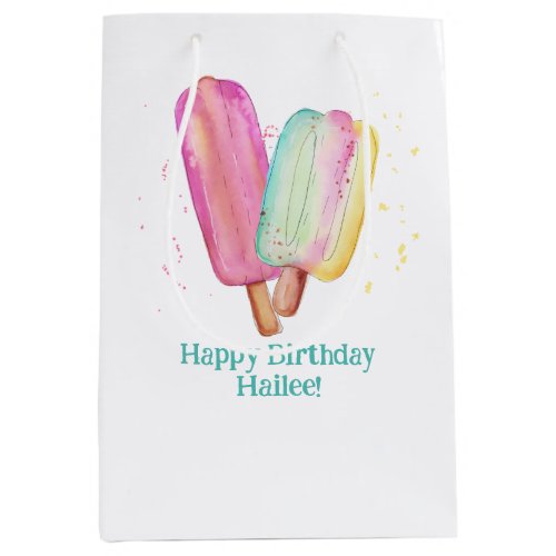 Ice Cream Aqua Kids Summer Happy Birthday Party Medium Gift Bag
