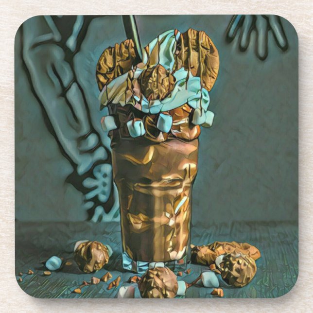 Ice cream art beverage coaster (Front)