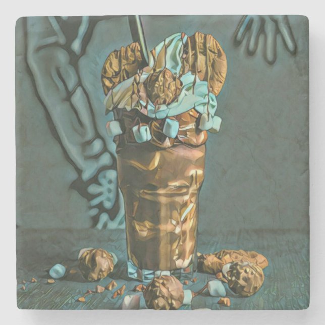 Ice cream art stone coaster (Front)