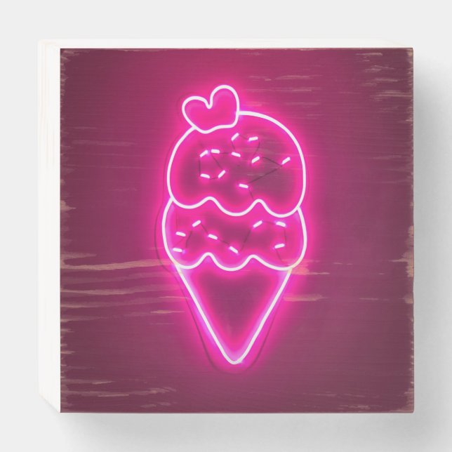Ice Cream Art Strawberry Ice Cream Clip Art Painti Wooden Box Sign (Front Horizontal)