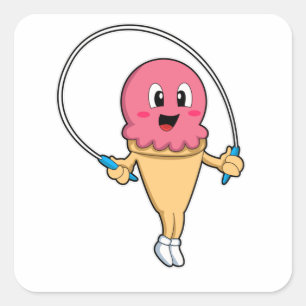 Ice cream at Fitness with Rope Square Sticker