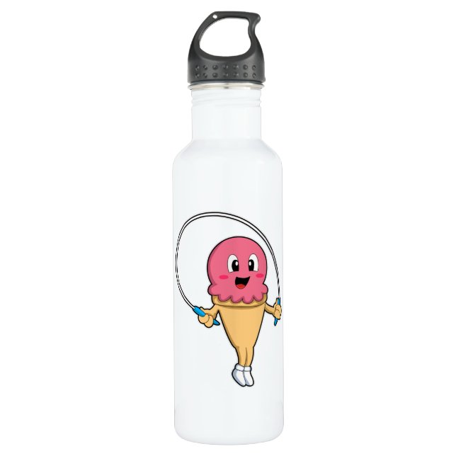 Ice cream at Fitness with Rope Stainless Steel Water Bottle (Front)