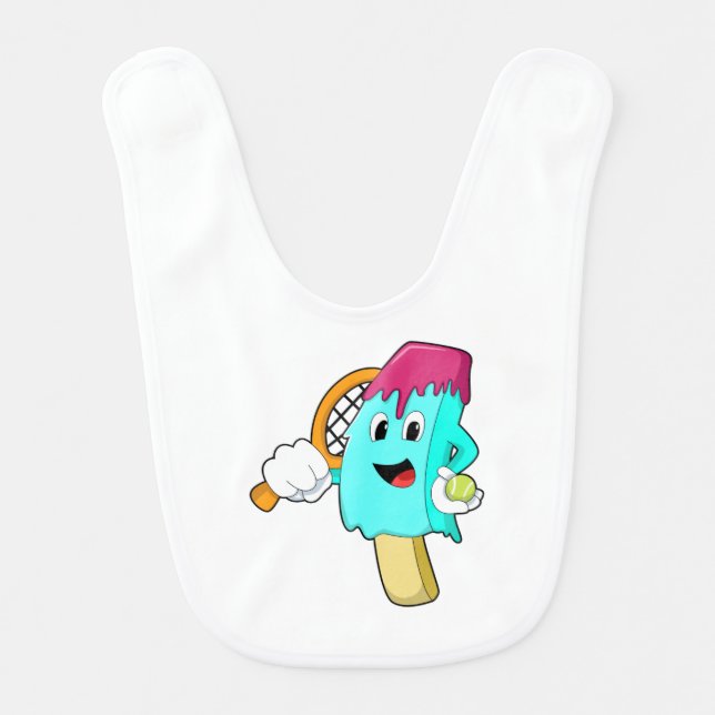 Ice cream at Tennis with Tennis racket Baby Bib (Front)
