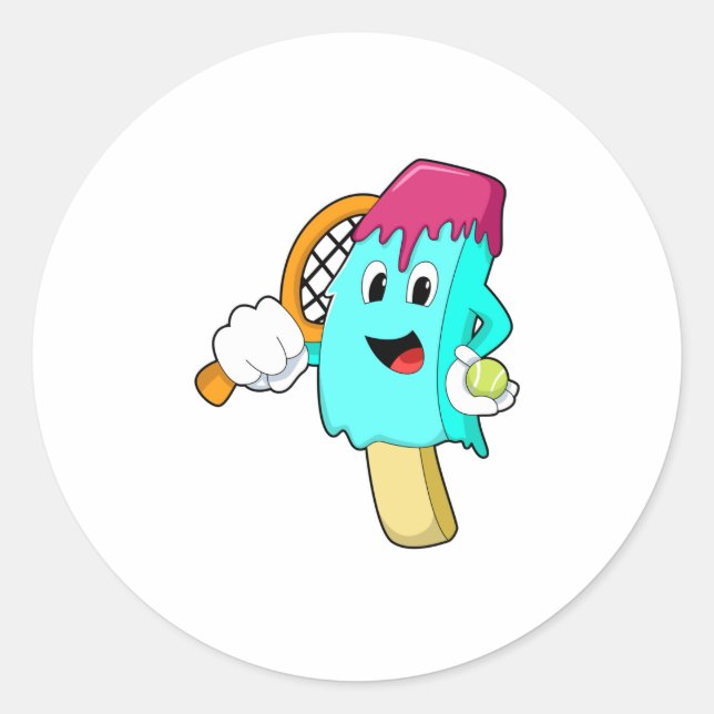 Ice cream at Tennis with Tennis racket Classic Round Sticker (Front)