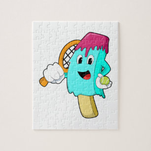 Ice cream at Tennis with Tennis racket Jigsaw Puzzle