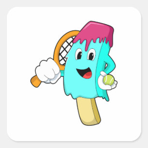 Ice cream at Tennis with Tennis racket Square Sticker