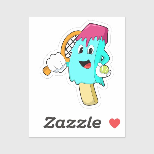 Ice cream at Tennis with Tennis racket Sticker (Sheet)