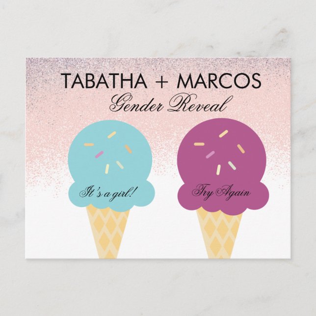 Ice Cream Baby Gender Reveal DIY Scratch Cards (Front)