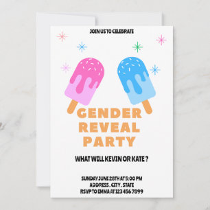 Ice Cream Baby Reveal Gender Party Invitation