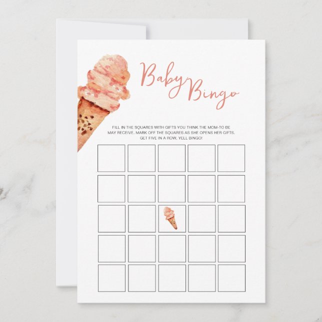 Ice Cream Baby Shower Bingo game Invitation (Front)