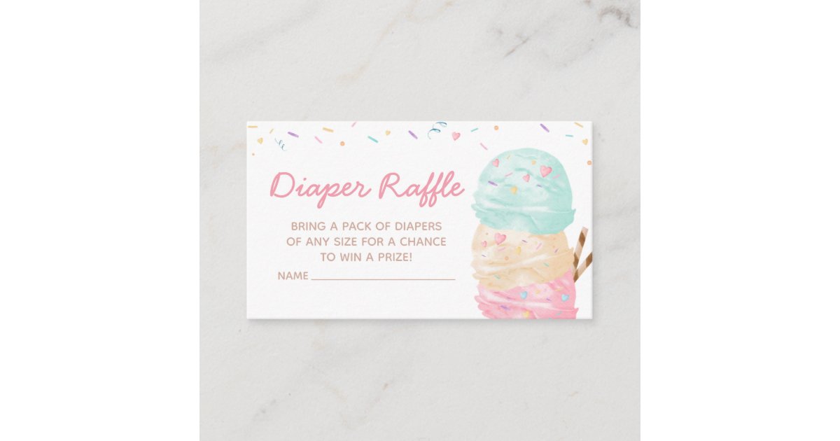 Ice Cream Baby Shower Diaper Raffle Enclosure Card | Zazzle