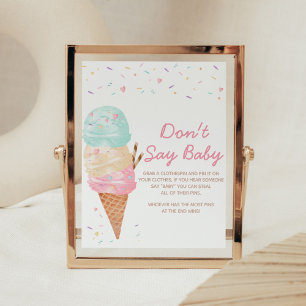 Ice Cream Baby Shower Don't Say Baby Poster