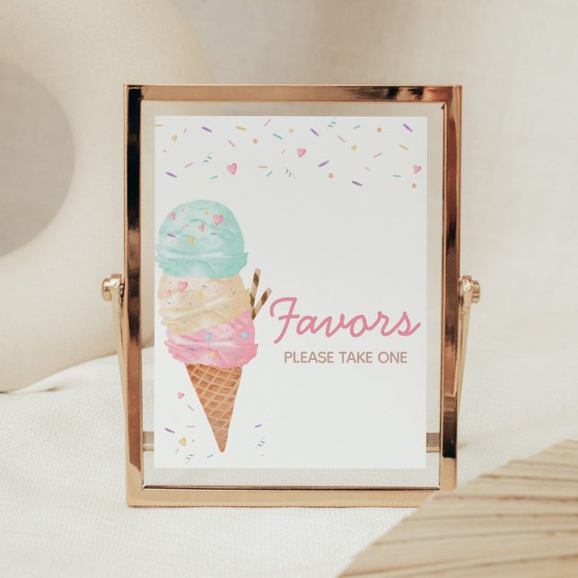 Ice Cream Baby Shower Favors Poster (Ice Cream Sprinkled with Love Baby Shower Favors Sign)