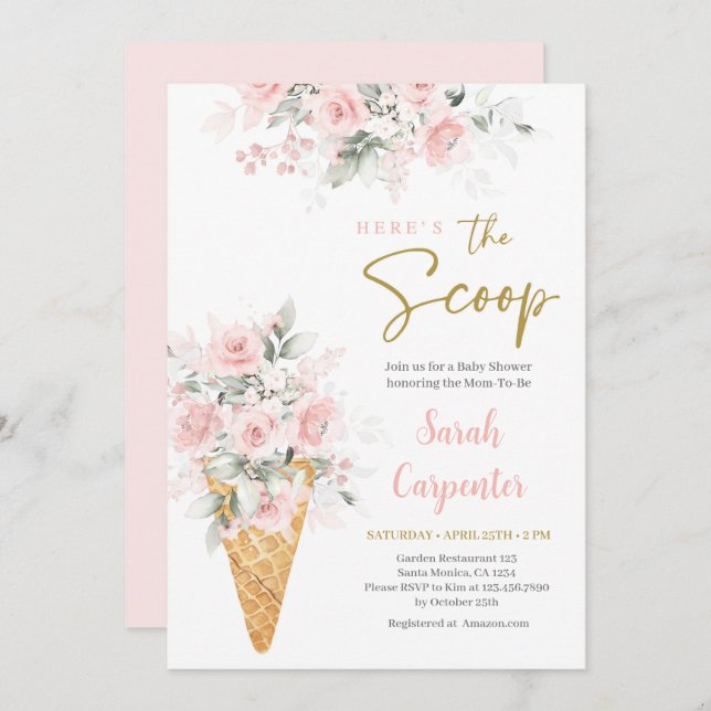 Ice cream Baby Shower Girl Invitation (Front/Back)