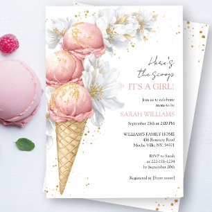 Ice Cream Baby Shower Girl Invitation