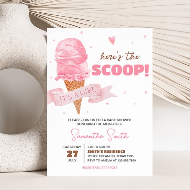 Ice Cream Baby Shower Invitation (Here's the Scoop Baby Shower Invitation)