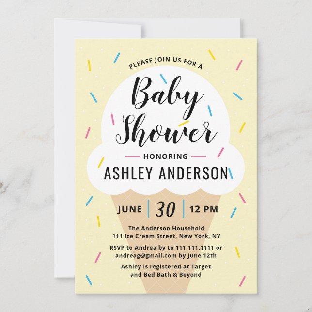 Ice Cream Baby Shower Invitation (Front)
